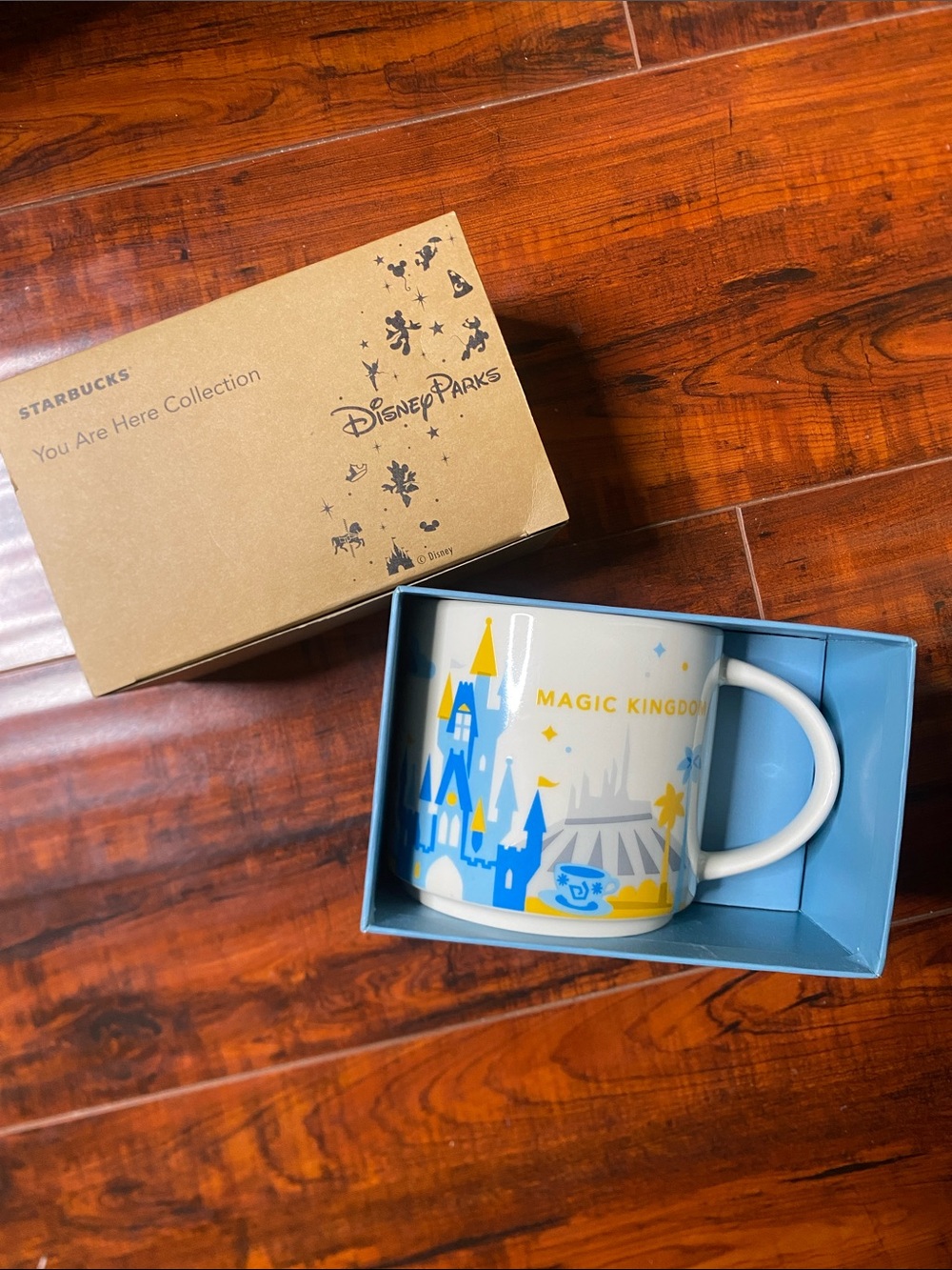 Starbucks You Are Here Collection Magic Kingdom Blue and Yellow Ceramic Mug